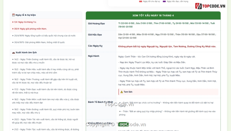 Website lịch vạn niên,Xem lịch vạn niên đầy đủ,ngày tốt,xem lịch đầy đủ